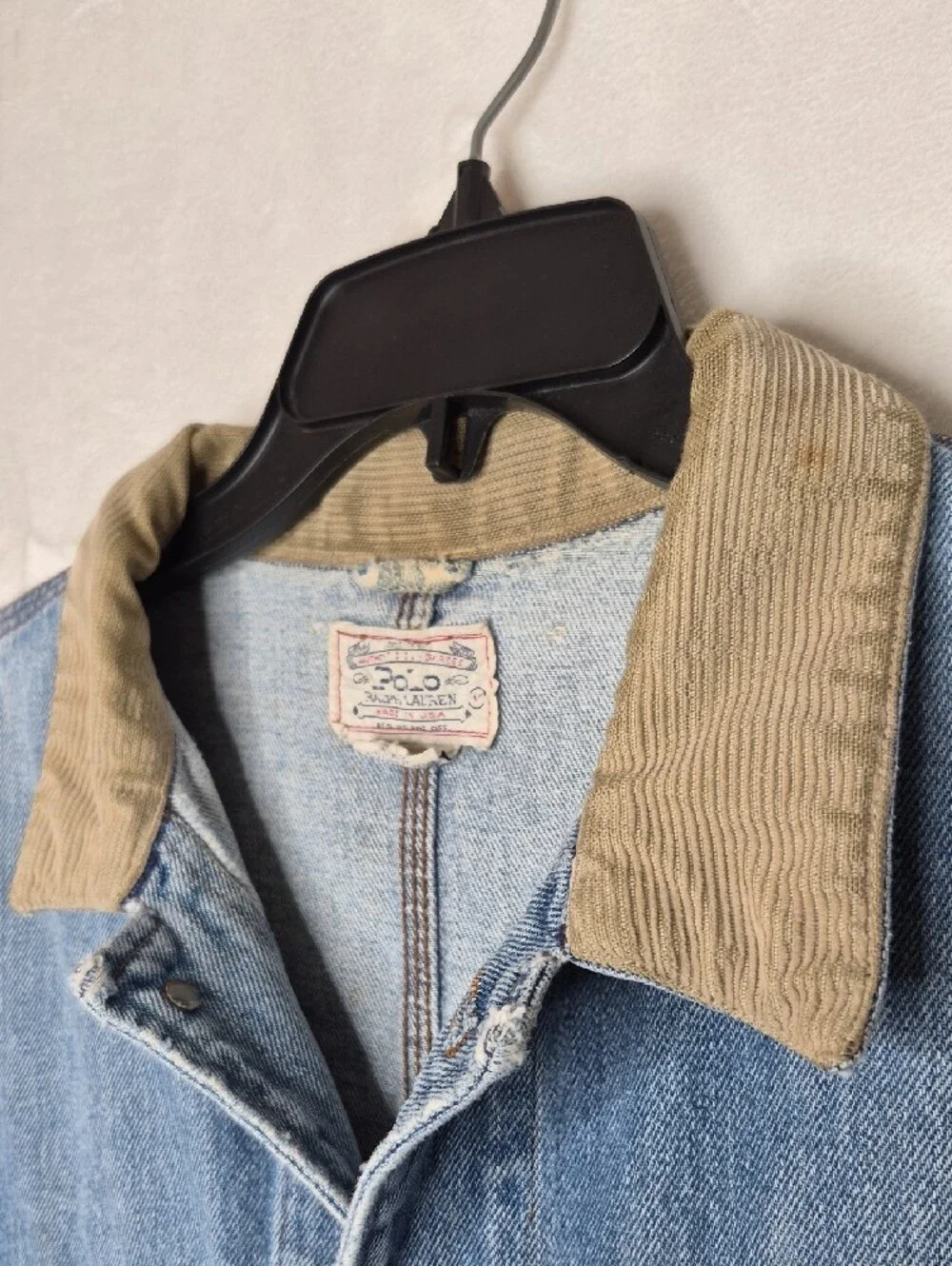 Vintage 80s Polo Ralph Lauren Made in USA Distressed Denim Jacket Medium